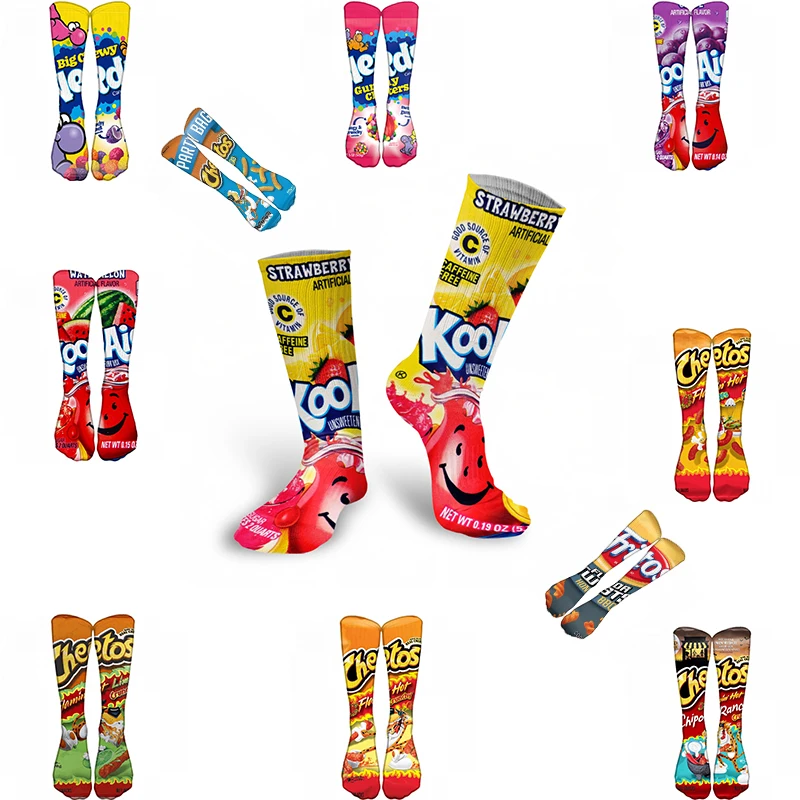 

Funny potato chip style printed socks skateboard youth unisex casual standard thick women's socks funny novelty socks socks