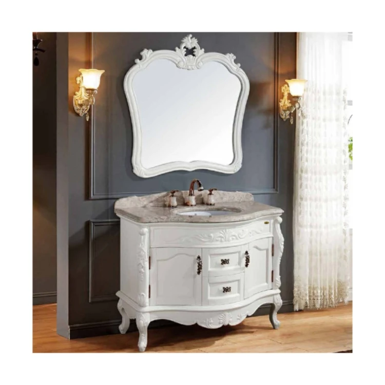 China Factory Surface Economical Particle Board Bathroom Vanity Indoor Vanity With Mirror Wash Basin for Hotel Bathroom