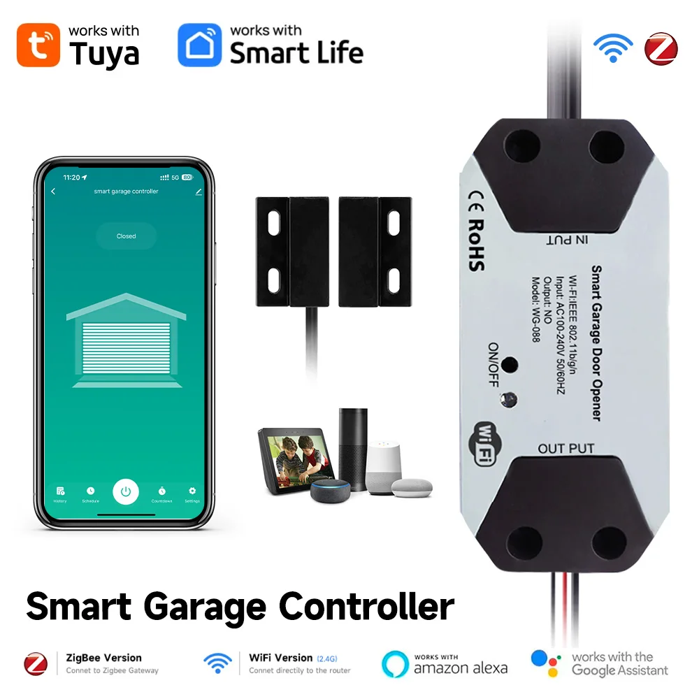 Tuya Zigbee Smart Garage Door Opener Automatic Door Controller Wrok with Smart Life Alexa and Google Home APP Voice Control