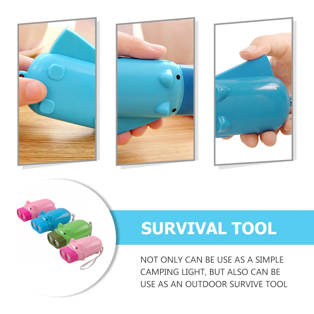 

4pcs Pig-Shaped Flashlight Portable Crank Light For Outdoor Camping Survival Compact Lightweight Adorable