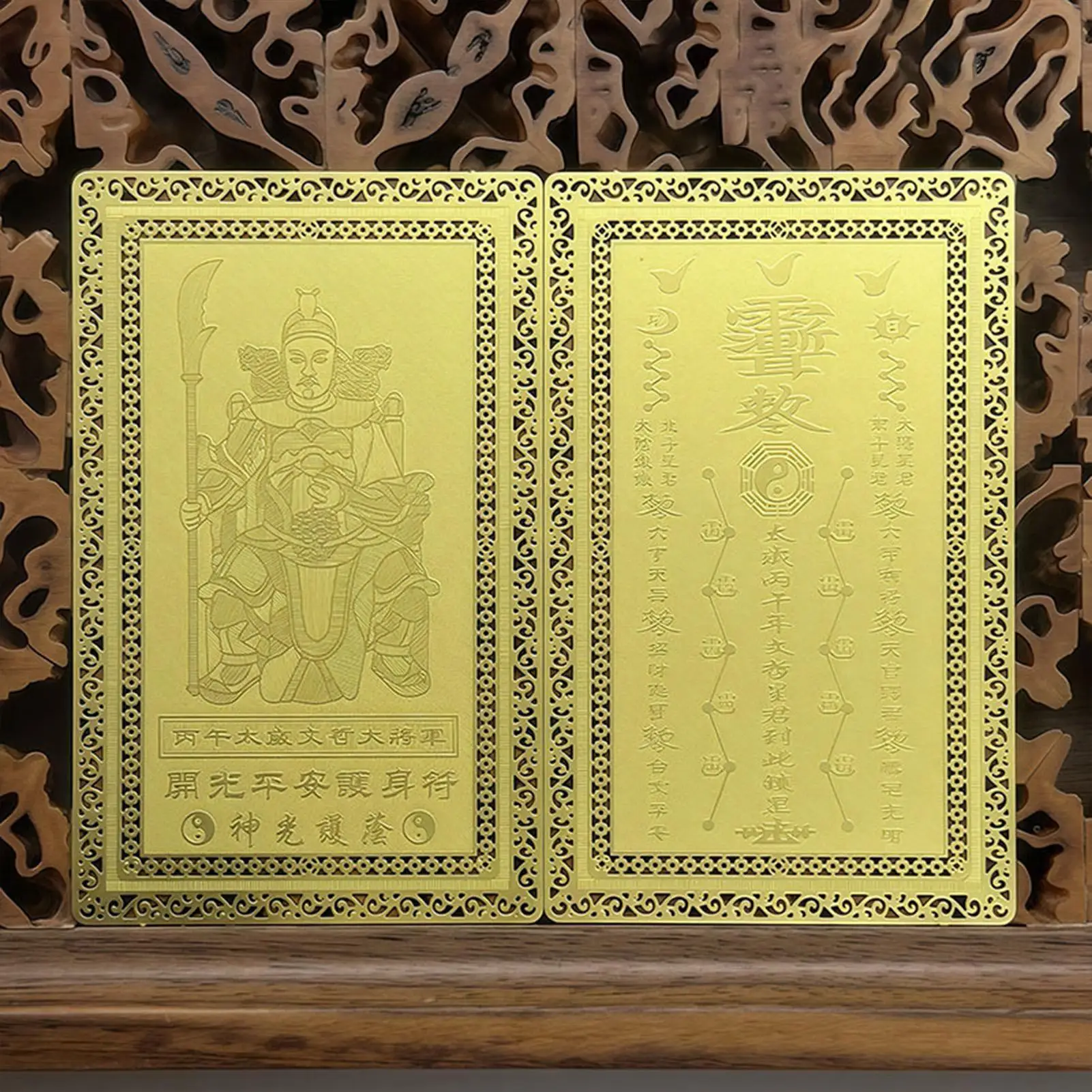 2026 Exorcism Protection Tai Sui Copper Card Chinese Tradition Buddha Wealth Treasure Gold Card for Blessing Good Luck