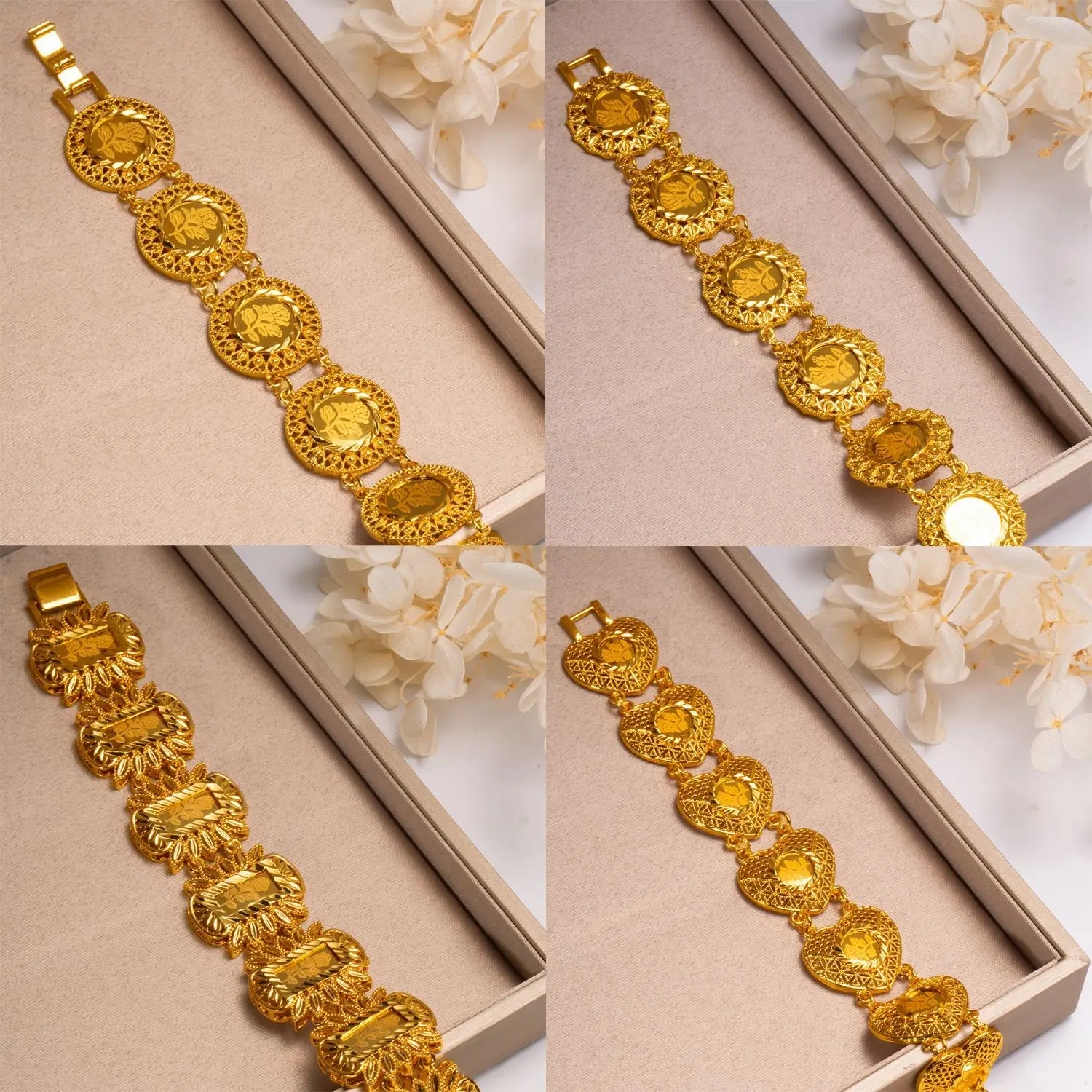 9999 gold fashionable Middle Eastern jewelry bracelet, both men's and women's style. Dubai ancient coin accessory