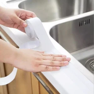Traguas de cinta de sellado de baño de ducha PVC Auto adhesivo Pegatina de pared impermeable para el baño Sello de coca. 12 Pulseras de bobina de ventas de 12 ventas - №1