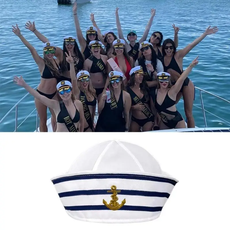 

A52E для взрослых и подростков, вечерние моряки, шляпа для косплея, темно-синяя шляпа морского капитана с принтом якоря