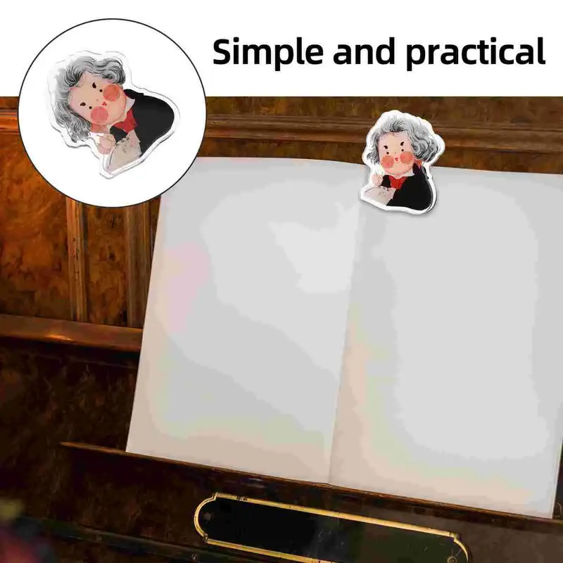 حامل كتب البيانو، حامل فتاحة كتب كرتونية، مشابك مرجعية، ملحقات موسيقى أكريليك مضحكة لوثائق كتالوجات كبيرة