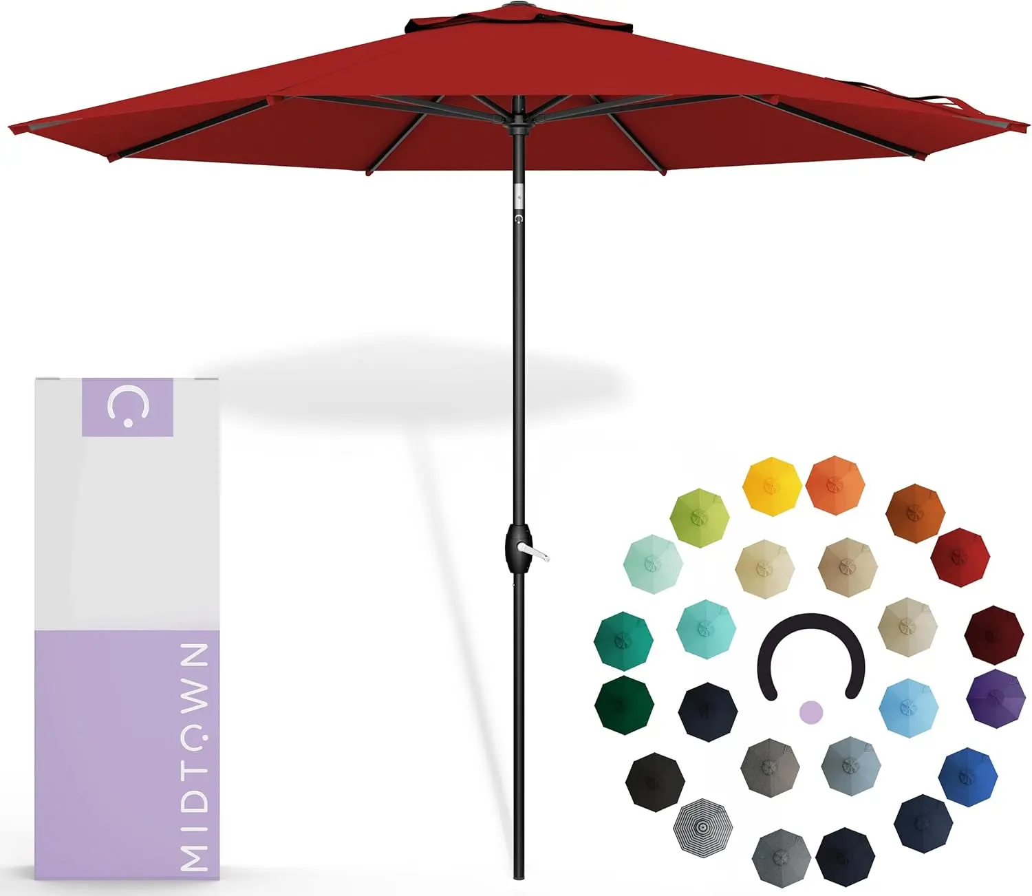 Umbrellas Sunbrella Umbrella 9 Feet Outdoor Umbrella With Red Acrylic Fabric - Auto-Tilt Aluminum Frame Patio Umbrella For Backy