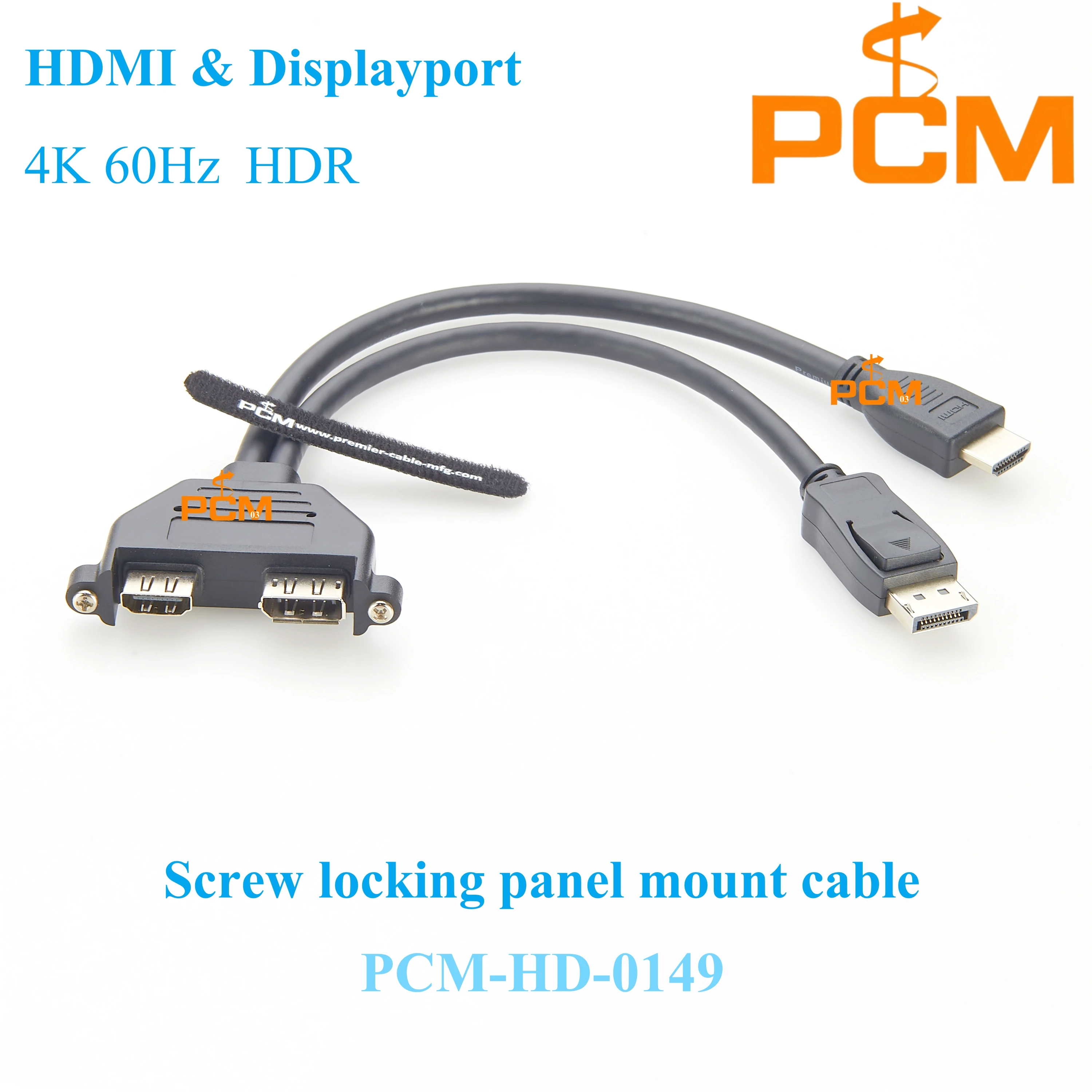 High Definition Multimedia Interface Extension Cable, 4K@60Hz, UHD Cable Panel Mount Displayport Connector with Screw hole