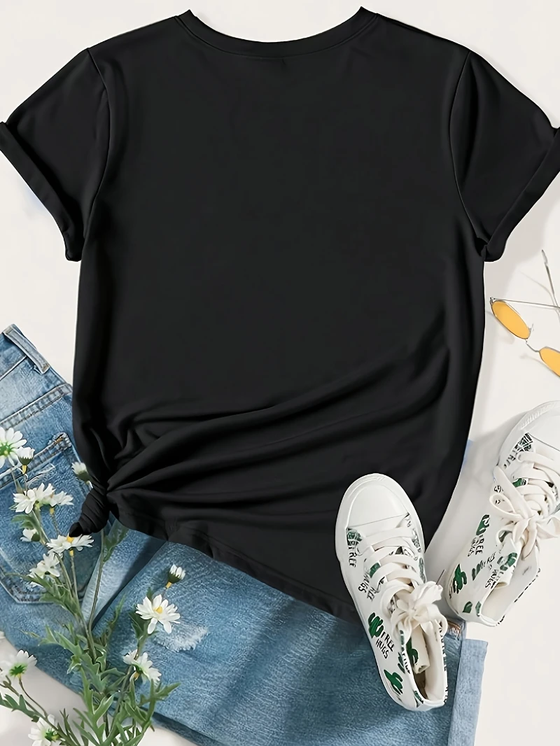 Camiseta de Natal Disney Mickey e Minnie Mouse para mulheres, com Papai Noel e flocos de neve, top casual de manga curta