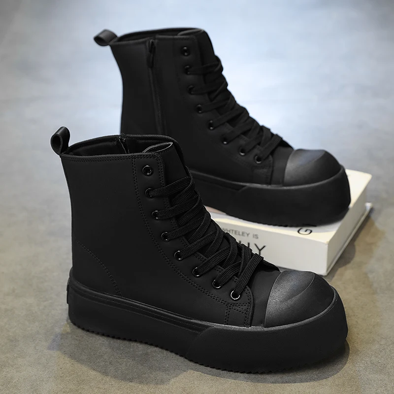 Black High Top Sneakers Men Height Increasing Shoes Fashion Designer Shoes Platform Men's Casual Sneakers Zapatillas De Deporte