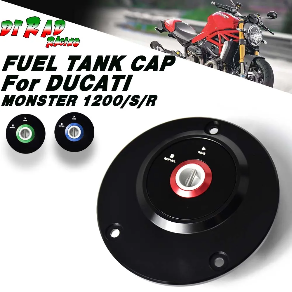 New For DUCATI MONSTER 1200/S 2014-2022 1200R 2016-2020 CNC Fuel Tank Cap With Key Locking Gasoling Plug Airbox Air Vent Cover