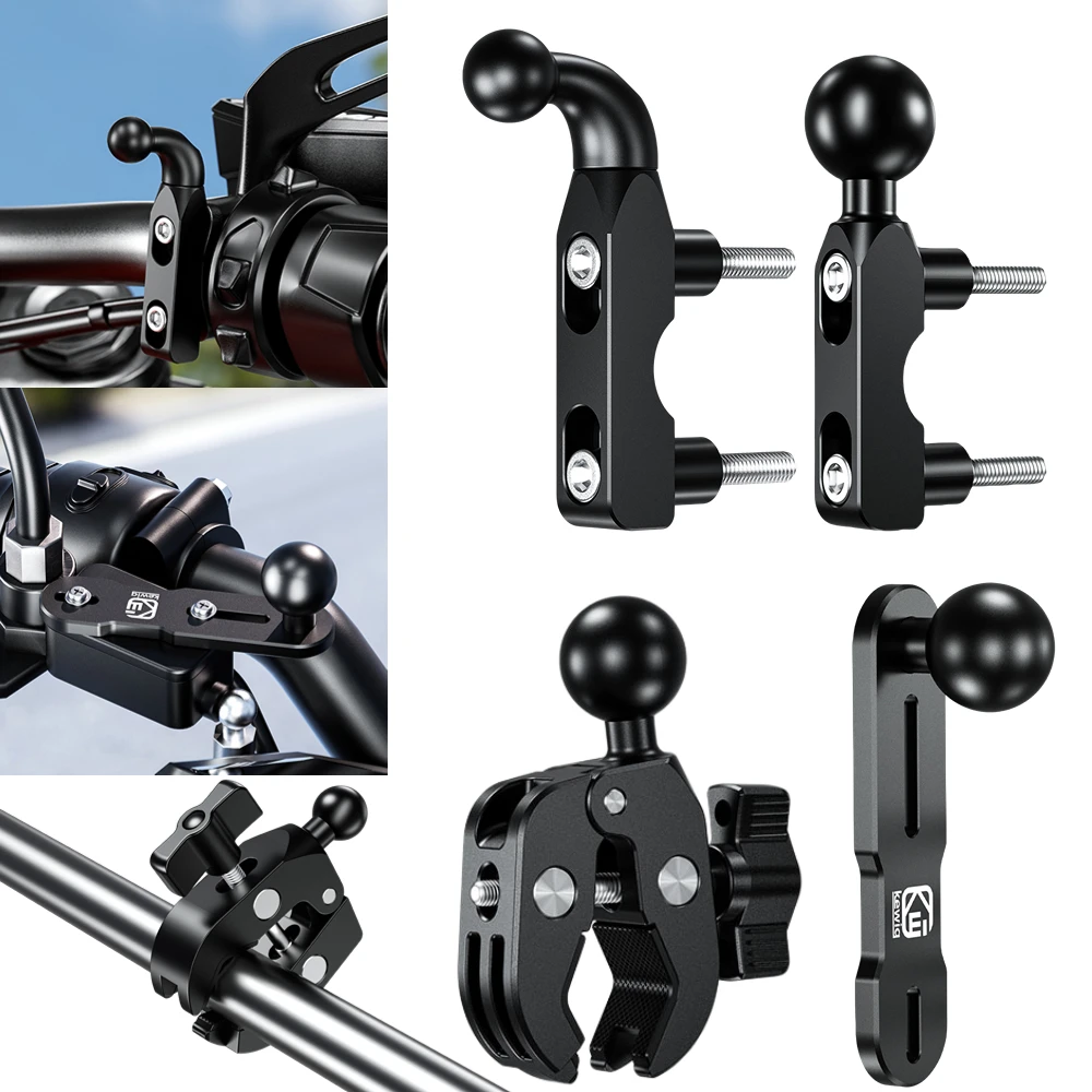 17mm 25mm Ball Head Adapter Motorcycle Handlebar 1 inch Base Mount Holder Bike Bicycle Riding Clip Aluminum Alloy GPS Bracket