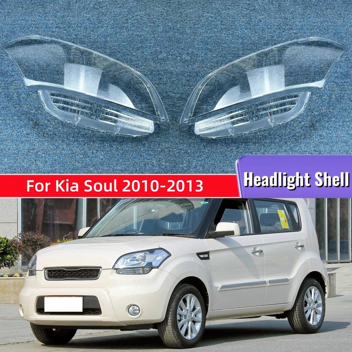 

For Kia Soul 2010 2011 2012 2013 Car Accessory Products Lampshades Lamp Shell Headlights Lamp Glass