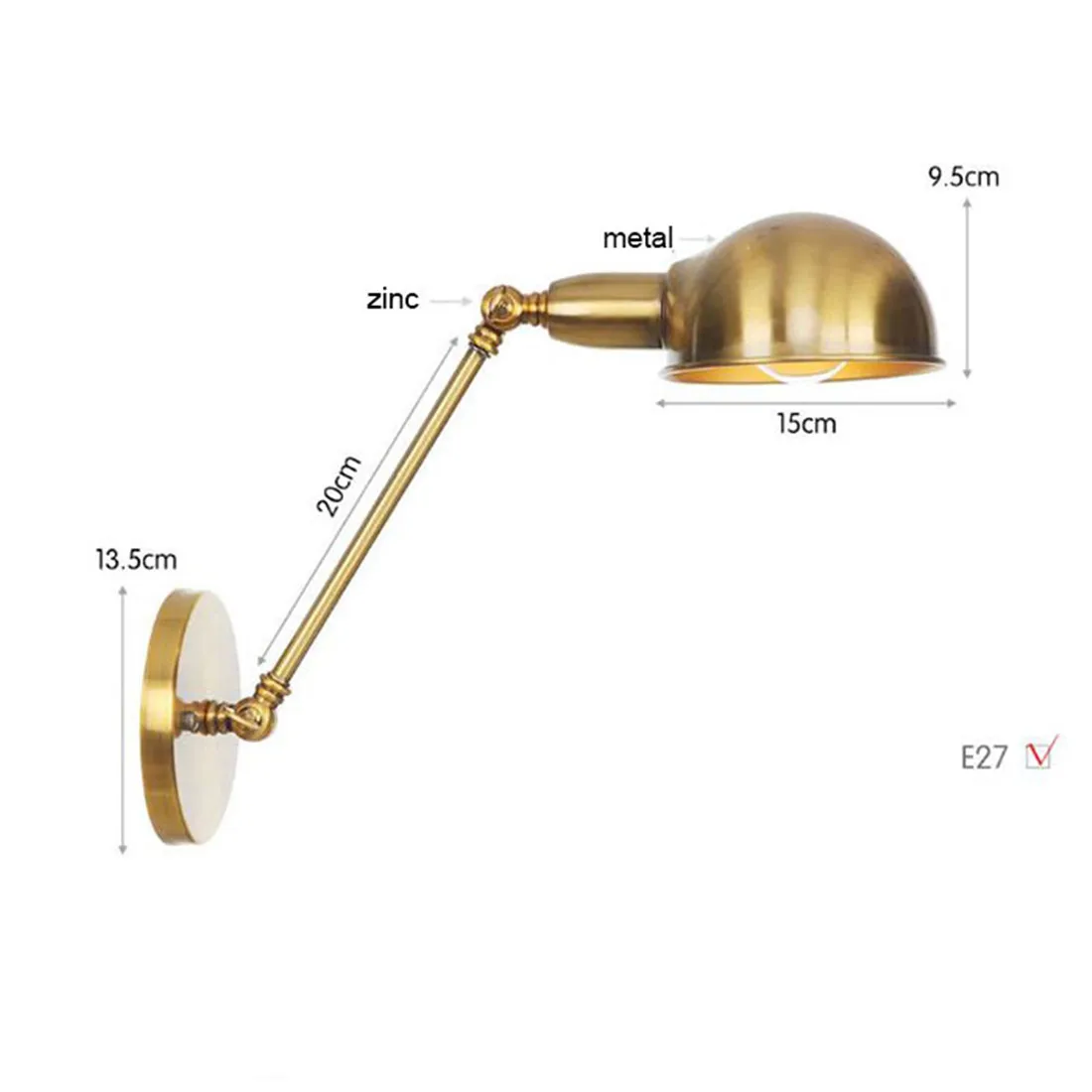 Modern Gold Plated Wall Lamp Iron Adjustable Angle Wall Sconces for Home/Bathroom/Bedroom/Living Room Decor led Wall Light Luz