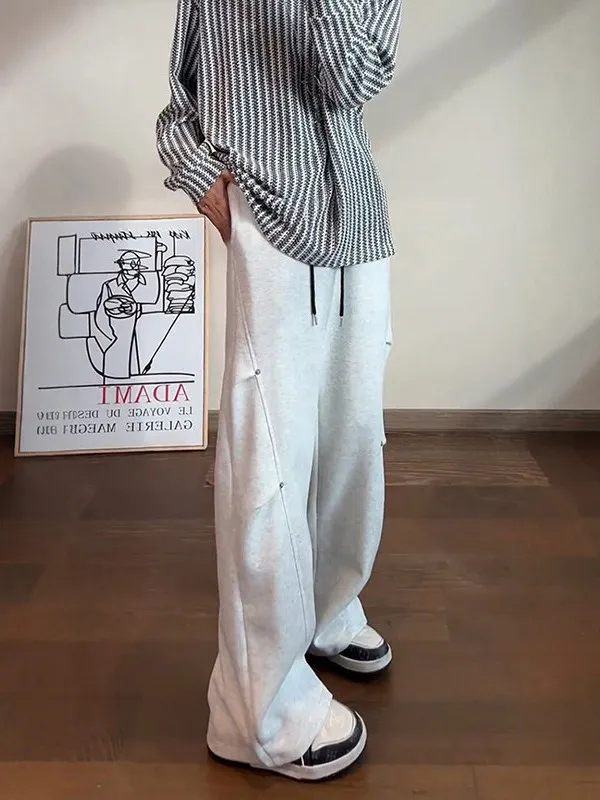 

Мужские спортивные штаны Cleanfit с заклепками и цветочным ушком, осенние удлиненные спортивные штаны для подростков, свободные прямые повседневные брюки...