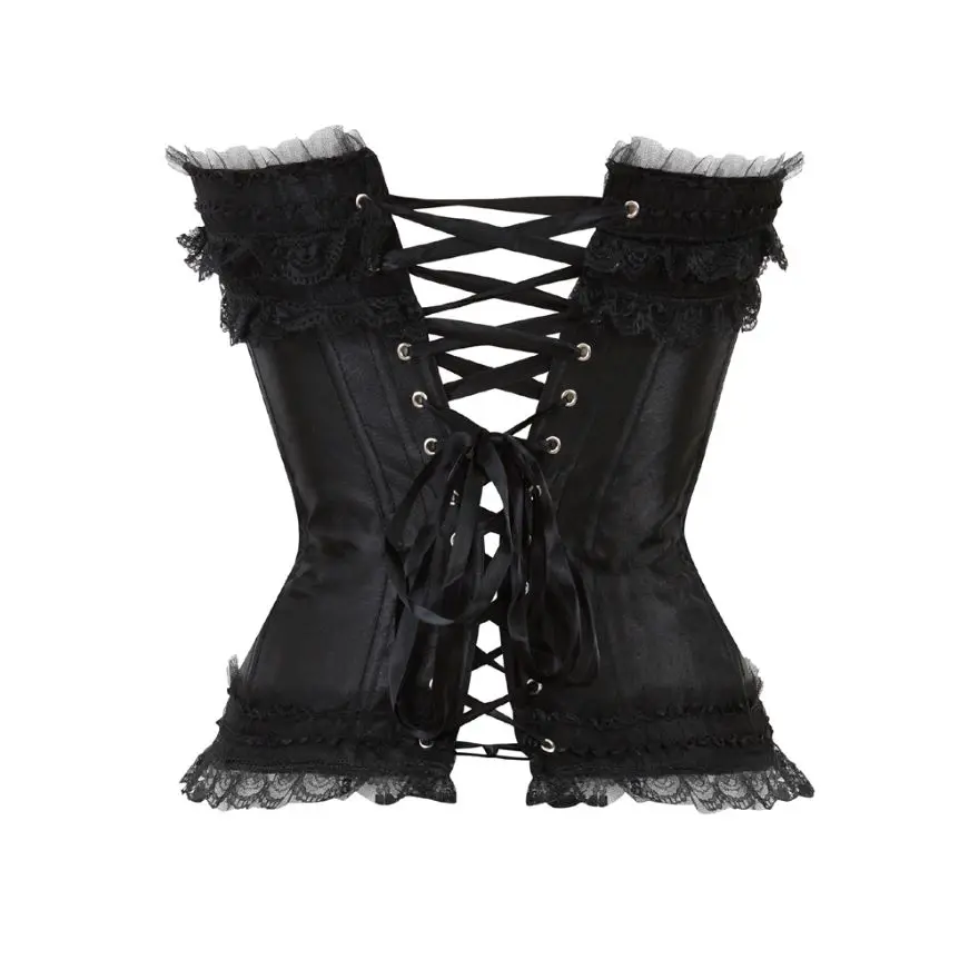Sexy Spitze Overbust Korsett Top Frauen Vintage Satin Schleife Bustier Dessous mit Reiß verschluss plus Größe Body Shaper Burlesque Korsetts – Detail 13