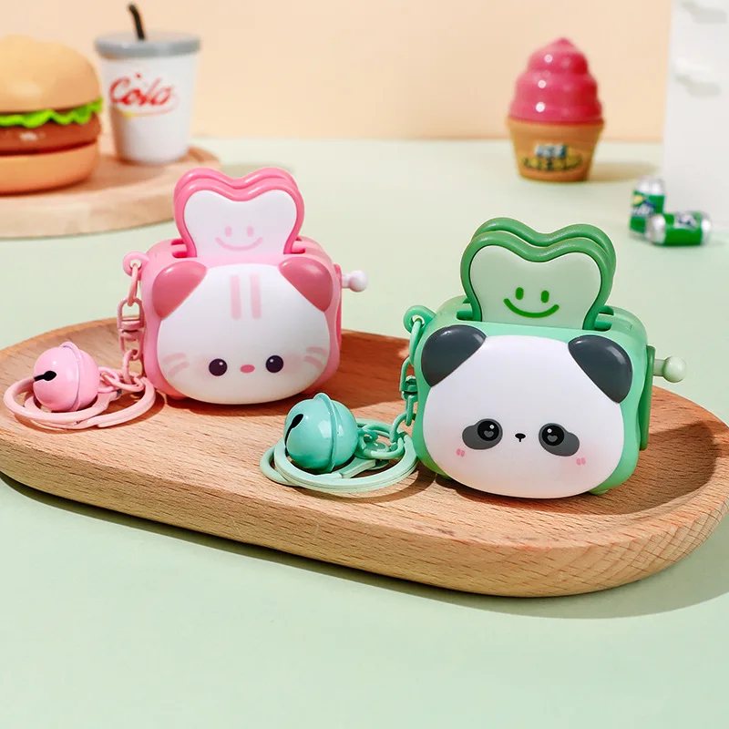 Cartoon Panda Cat Head Bread Machine Keychain Cute Bag Accessories Press Pop-up Brown Bear Bread Slice Pendant Toy Keys Chain
