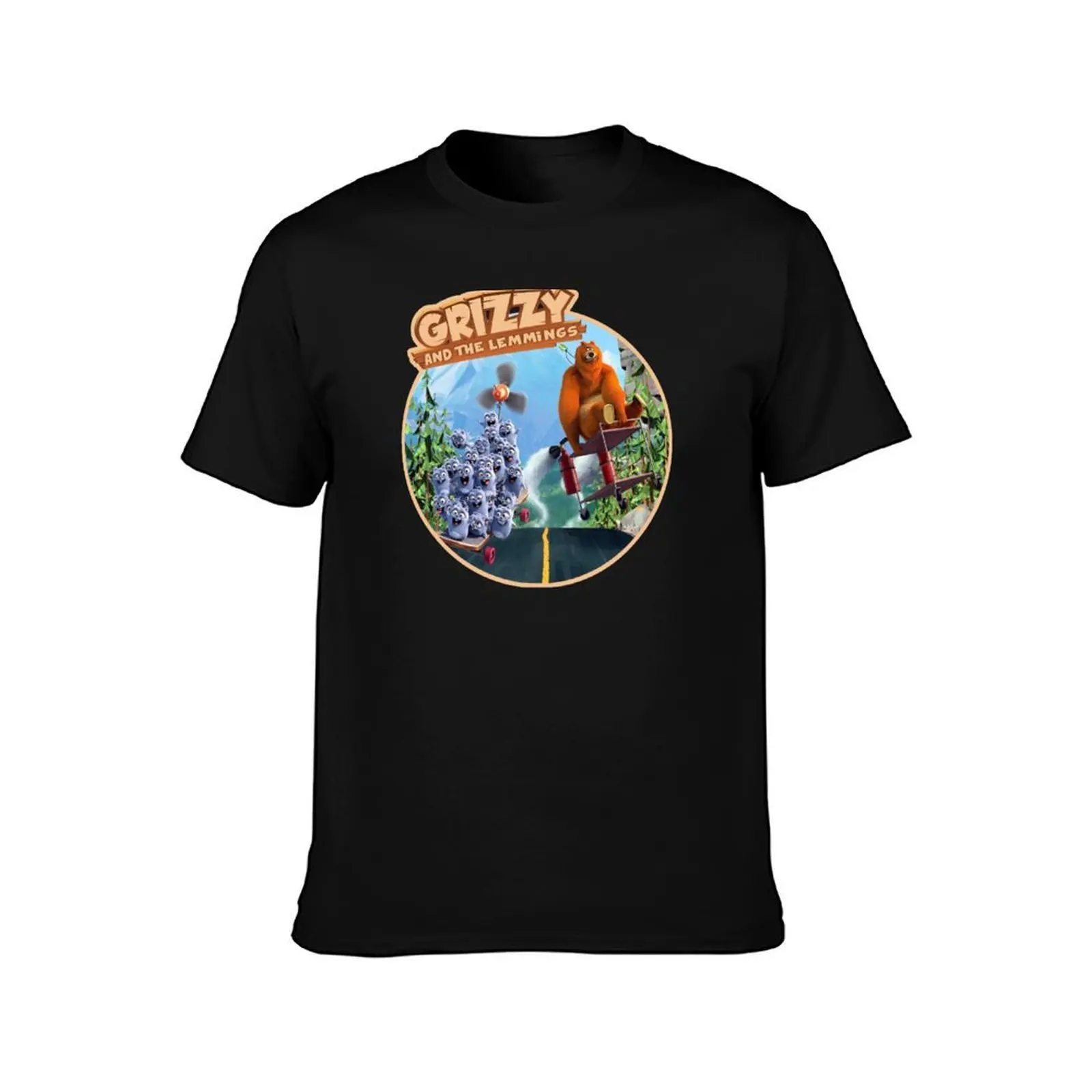 grizzy and the lemmings T-Shirt, Summer Casual Cotton Tee, Oversized Streetwear Tops, Vintage Graphic Print, Unisex Men Women