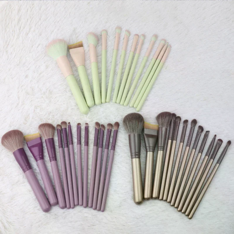 10/12 Stück halbmondförmige Make-up-Pinsel, komplettes Set Foundation, loses Puder, Rouge, Concealer, Lidschatten, professionelles Set