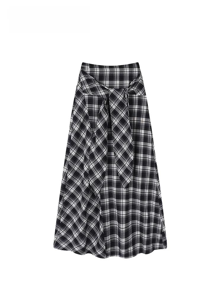 

High Waist Plaid A-Line Skirt for plus Size Women Summer Slimming Flattering for Pear aped Body Meat Concealing Skirts