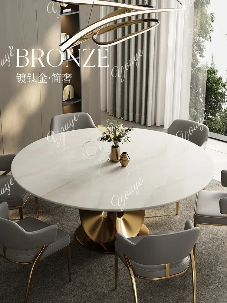 

N44 C High-end Luxury Stone Countertop, Marble, Italian Light Luxury Round Dining Table, Living Room, Home Use