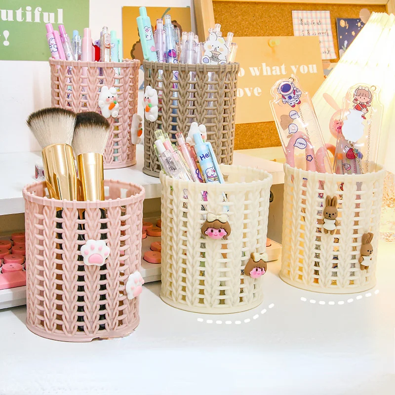 Adorable Appearance Lightweight Colorful Hollow Pen Pencil Holder Makeup Cosmetic Organizer for Dorm