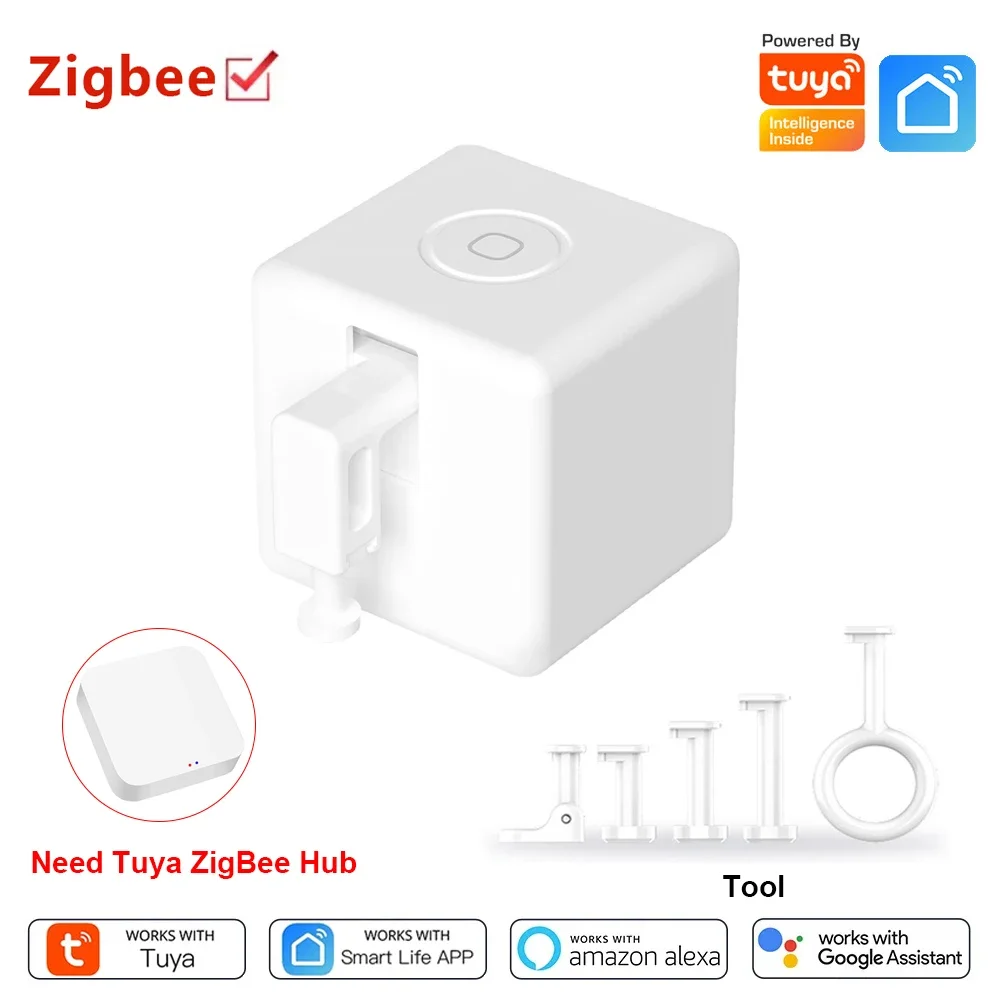 Tuya Zigbee สมาร์ท Fingerbot Plus ปุ่มสวิทช์ Pusher Touch Smart Life App ควบคุมเสียง Alexa Google Home Alice ต้องการ ZigBee Hub