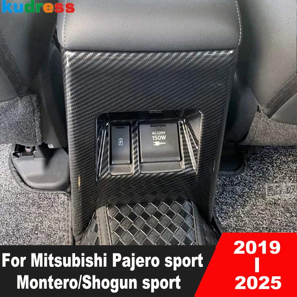 Carbon Car Interior Rear Seat Air Vent Outlet Cover Trim For Mitsubishi Pajero/Montero/Shogun sport 2019-2022 2023 2024 2025