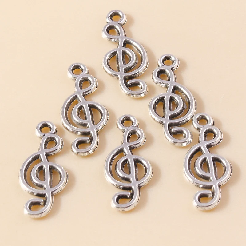 Leslie 50 Stück 19x8mm Legierungs-Anhänger Musiknoten-Charms Niedliche Ohrringe Halsketten-Anhänger DIY Schmuckherstellung Zubehör – Detail 4