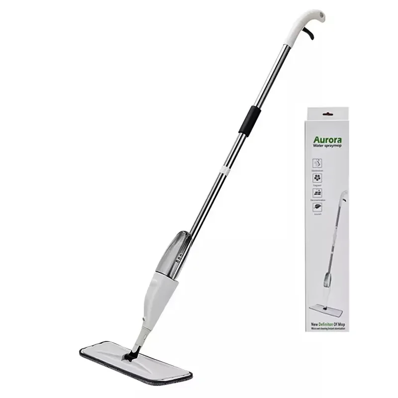 360 Degree Rotating Spray Mop with Microfiber Pad Long Stainless Steel Handle Easy Squeeze Water Cleaning Tool for Home Floor
