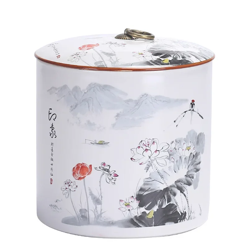 

Large ceramic tea can, storage tea can, one catty of tea can in Ding kiln