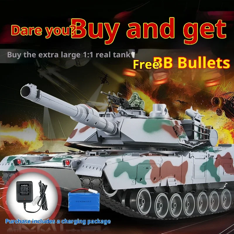 دبابة تعمل بالتحكم عن بعد، محاكاة كبيرة، نموذج عسكري أمريكي M1A2 قادر على إطلاق قذائف لعبة القتال بين الوالدين والطفل