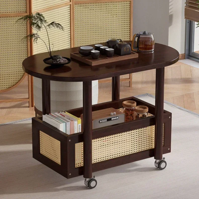 New model Movable coffee table living room household small apartment small tea table shelf sofa side side cabinet