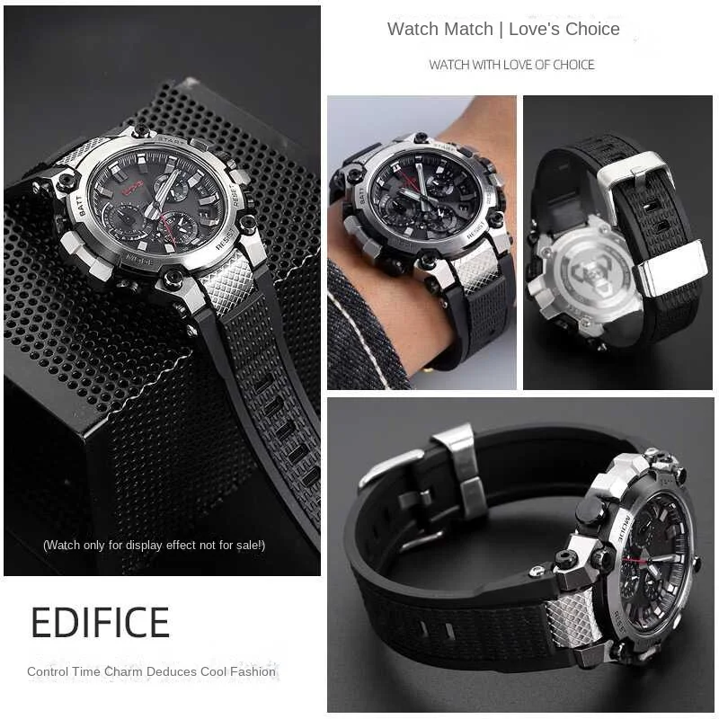 Resin silicone watch Strap FOr Casio G-SHOCK MTG-B3000B/BD MTG B3000 sports Series watchband men's black TPU bracelet Metal ring