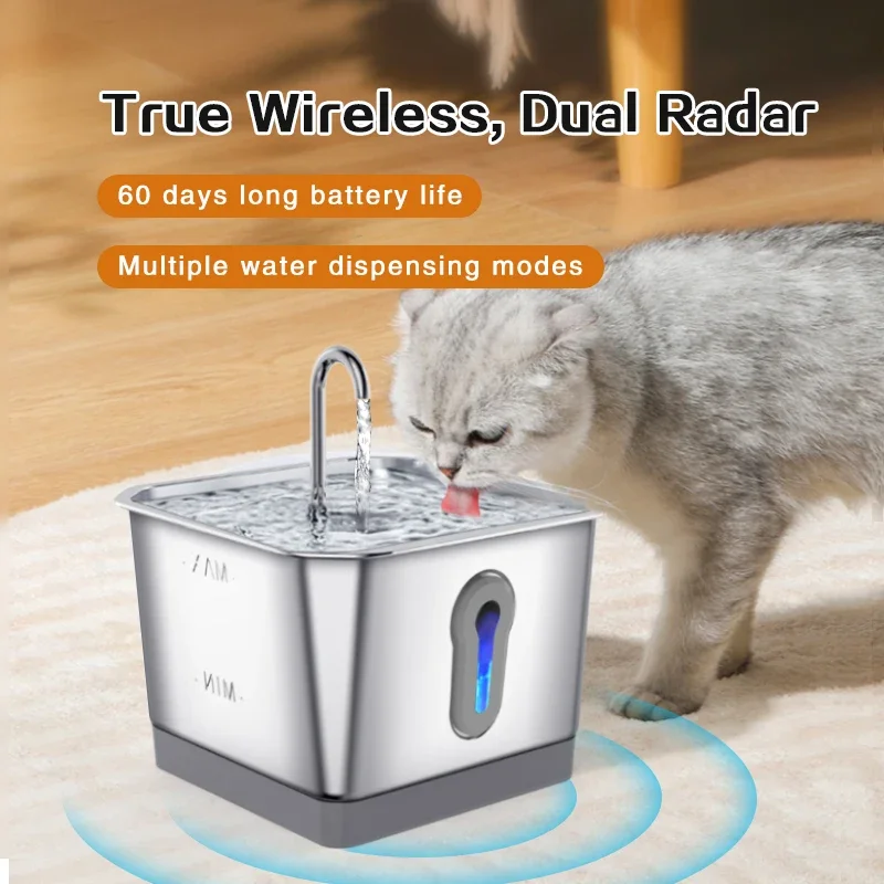 Automatic Premium Stainless Steel Cat Water Fountain 3L Pet Water Dispenser Factory Price Smart Pet Fountain & Bowls & Feeders