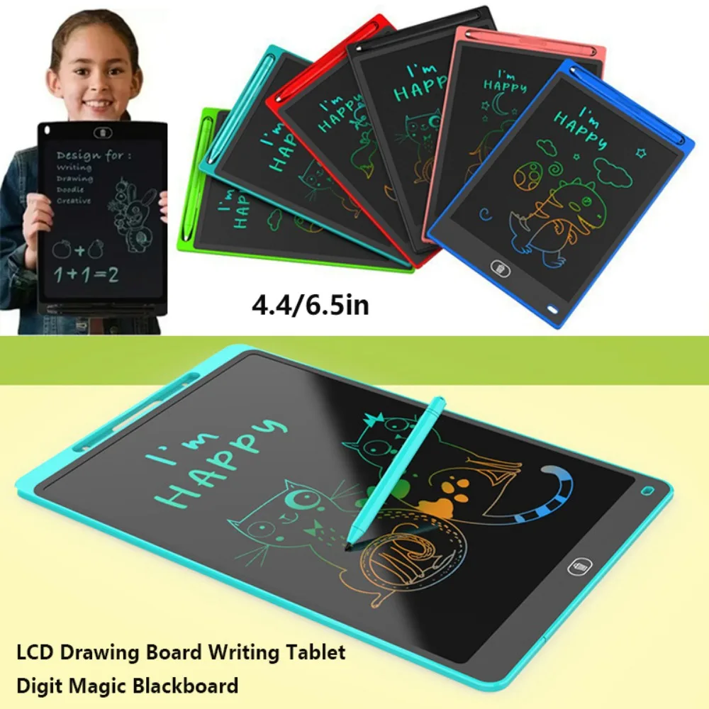 4.4/6.5in LCD Drawing Board Multicolor Plastic Writing Tablet Digit Magic Blackboard Kids Toys Brain Game Child's Gift