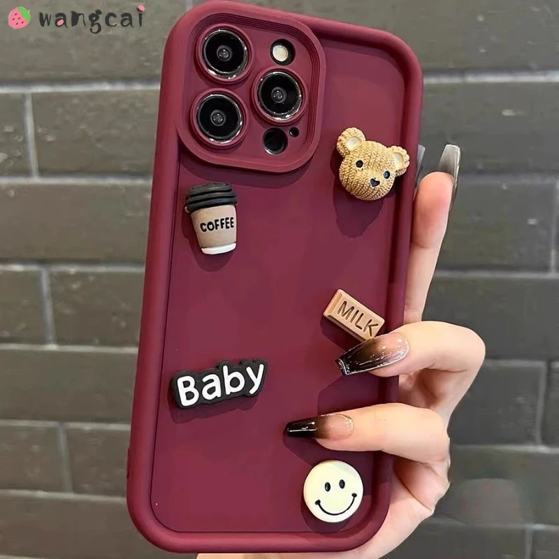 For Huawei Honor X9B 20 20S X50 GT 90 70 50 Pro Magic 5 4 Pro Y9s Phone Case Matte Simple Bear Head Coffee Smiling Face Cove