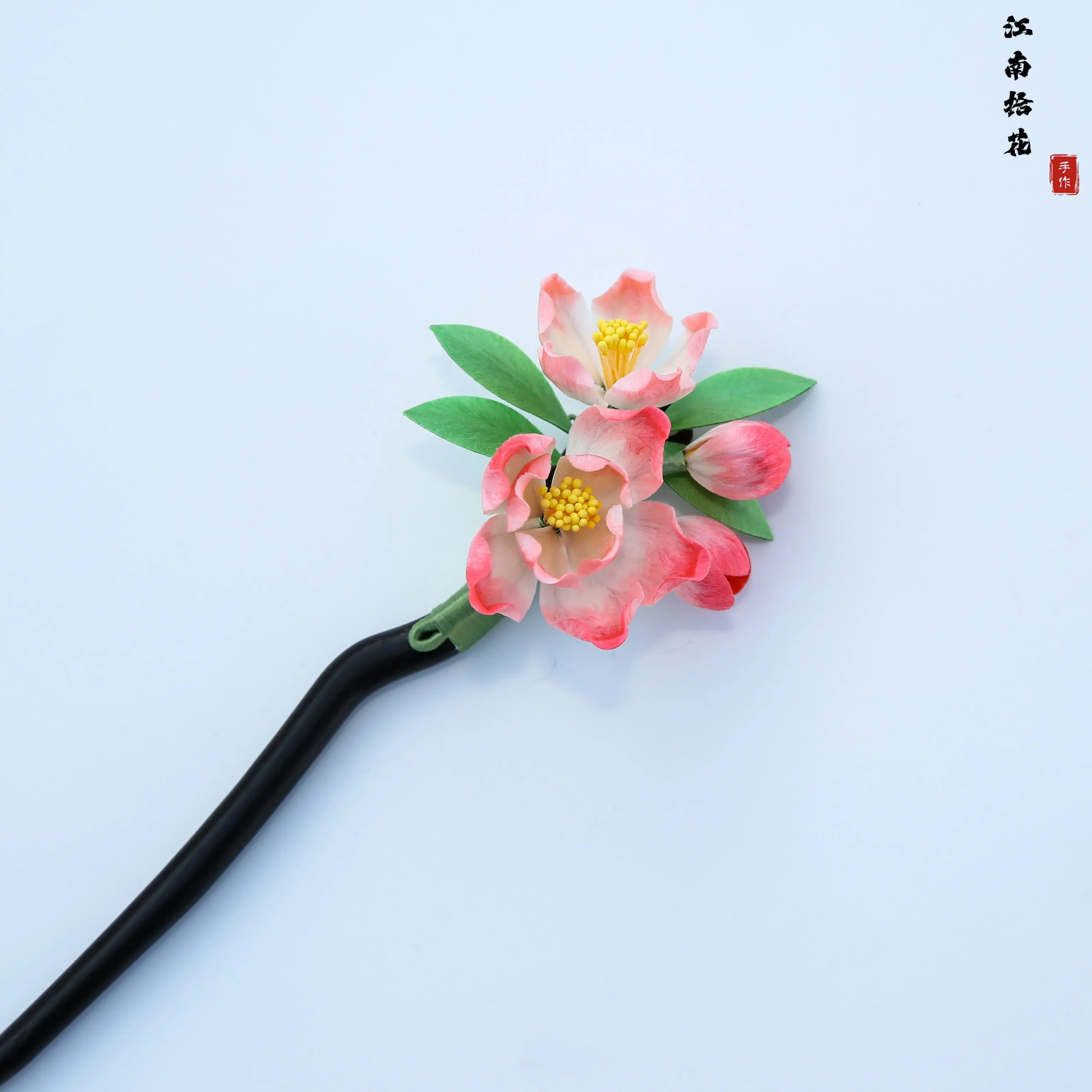 手作りの無形文化遺産「ベゴニアベルベットフラワー」サンダルウッドヘアピン、新中式ヘアアクセサリー