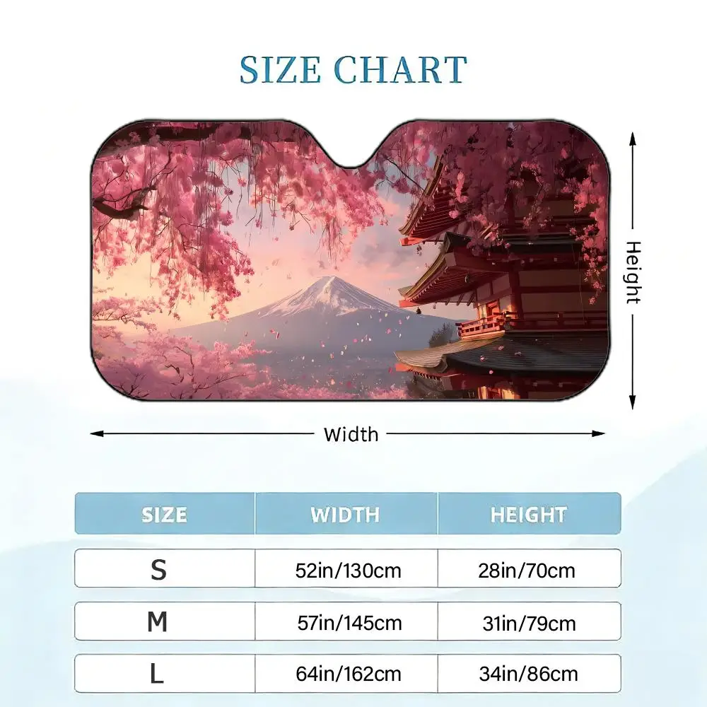 Delicate Japanese Cherry Blossoms Sun Visor Reflective Car Windshield Sun Visor Anti-UV Heat Insulation Reusable Sun Shade