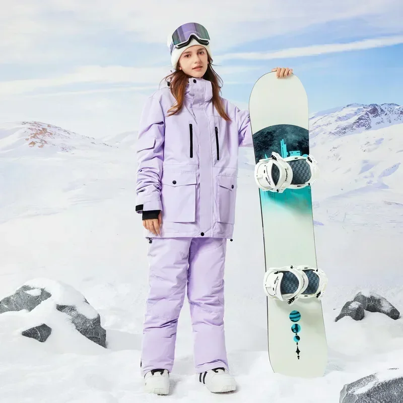 Women Men Skiing Suites 2025 New Snowboard Jacket Pant Snow Set Outdoor Sport Winter Ski Clothing Waterproof Ski Hoodie Overalls