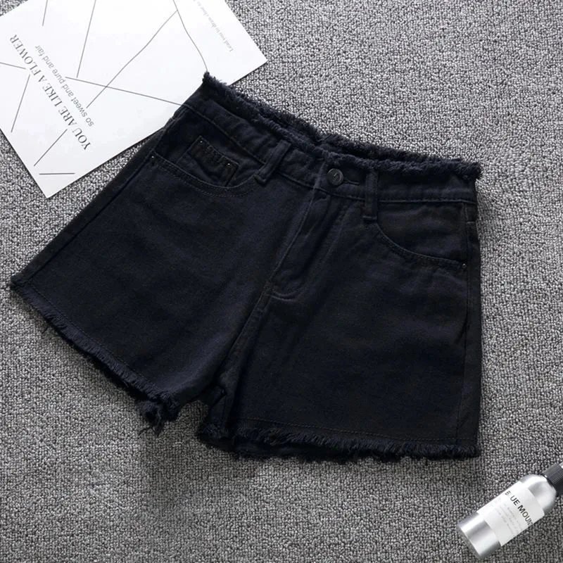 Women's Shorts 2024 Summer New Korean Solid Edge High Waist Thin A-Line Wide Leg Hot Pants Denim Shorts For Women Ropa De Mujer