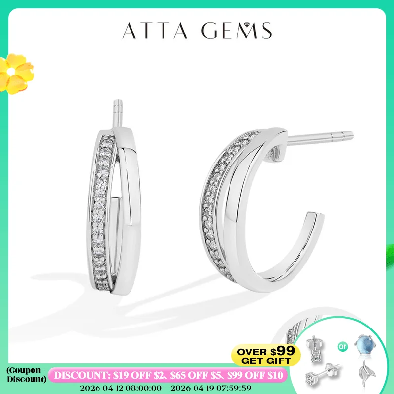 

ATTAGEM New Classic Moissanite Earrings Women 925 Sterling Silver Earring Luxury High Quality Pass Diamond Test ForParty Jewelry