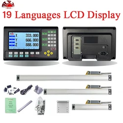 19 Language 3 Axis LCD DRO SET 2 Axis LCD DRO SET HXX Digital Readout and 50-1000mm Linear Scale Encoder Ruler for Lathe Milling