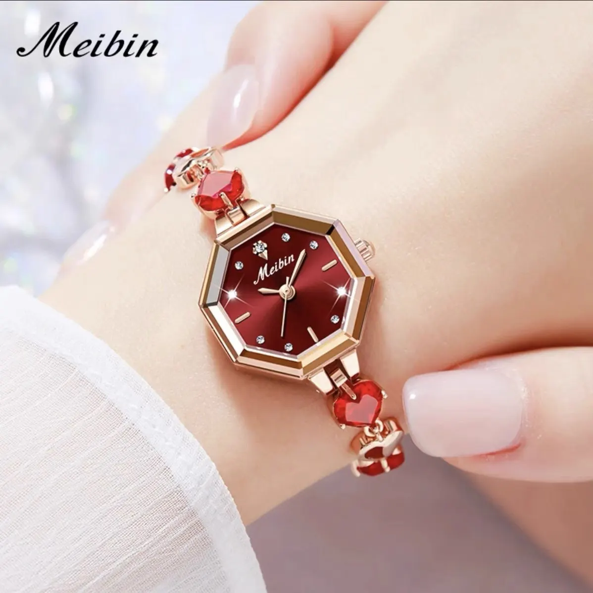 New Elegant Octagonal Quartz Bracelet Watch For Women, A Stylish Quartz Timepiece And A Sophisticated Women'S Accessory.