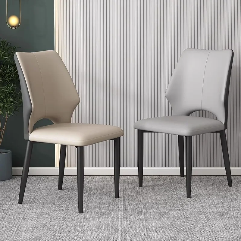 

Dining Chair Home Backrest Restaurant Light Luxury Stool Modern Simple Hotel Premium Microfiber Leather Chair