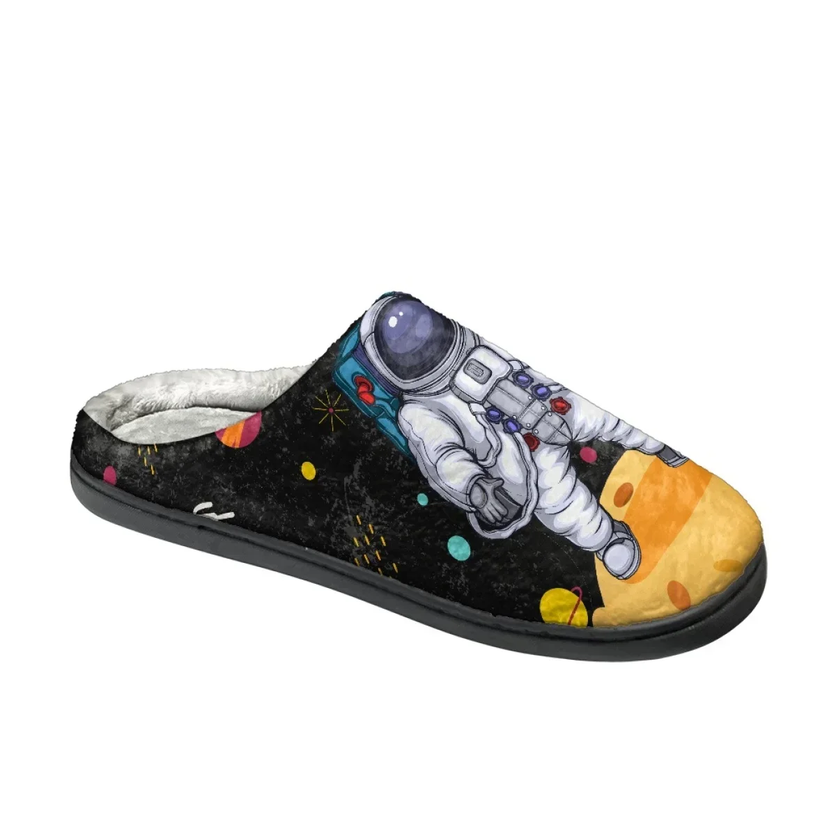 Cartoon Astronauut Design Warm Cozy Cotton Slippers Winter Casual Couple Home Slippers Women's Bedroom Indoor Slides Slippers