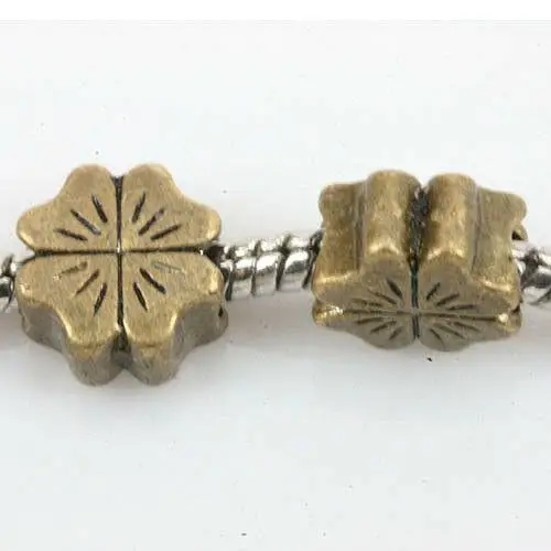 10pcs 10x5mm ,hole:4mm antiqued bronze 2-sided flower design beads fit bracelet EF0163