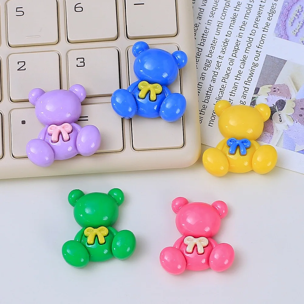 10pcs Cartoon Colorful Bear Resin Flatback Cabochon DIY Headwear Craft Scrapbooking Accessories