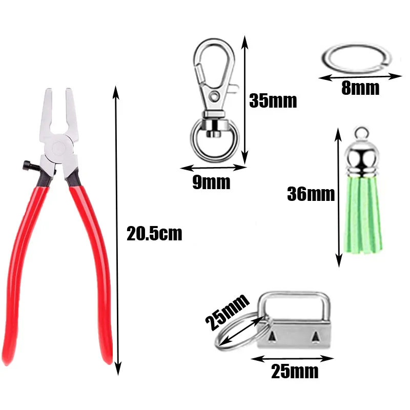 70Pcs Hardware- 20 Key Fob Hardware, 20 Keychain Tassel with 20 Jump Rings & 20 Swivel Snap 1 Key Fob Pliers Hooks for DIY craft