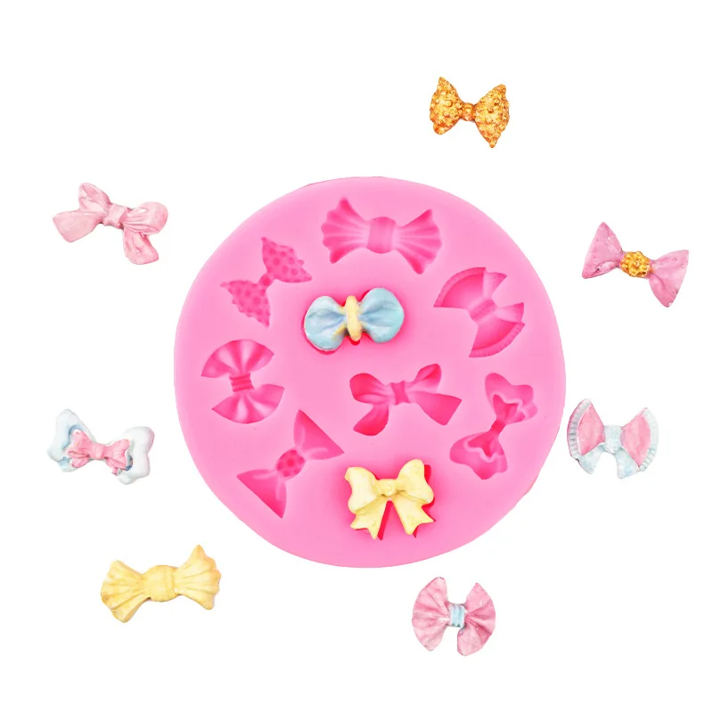 A Variety of Bow Fondant Cakes, Silicone Molds, Chocolate DIY Baking Tools, Ultra-light Clay Bow Mold 15-65