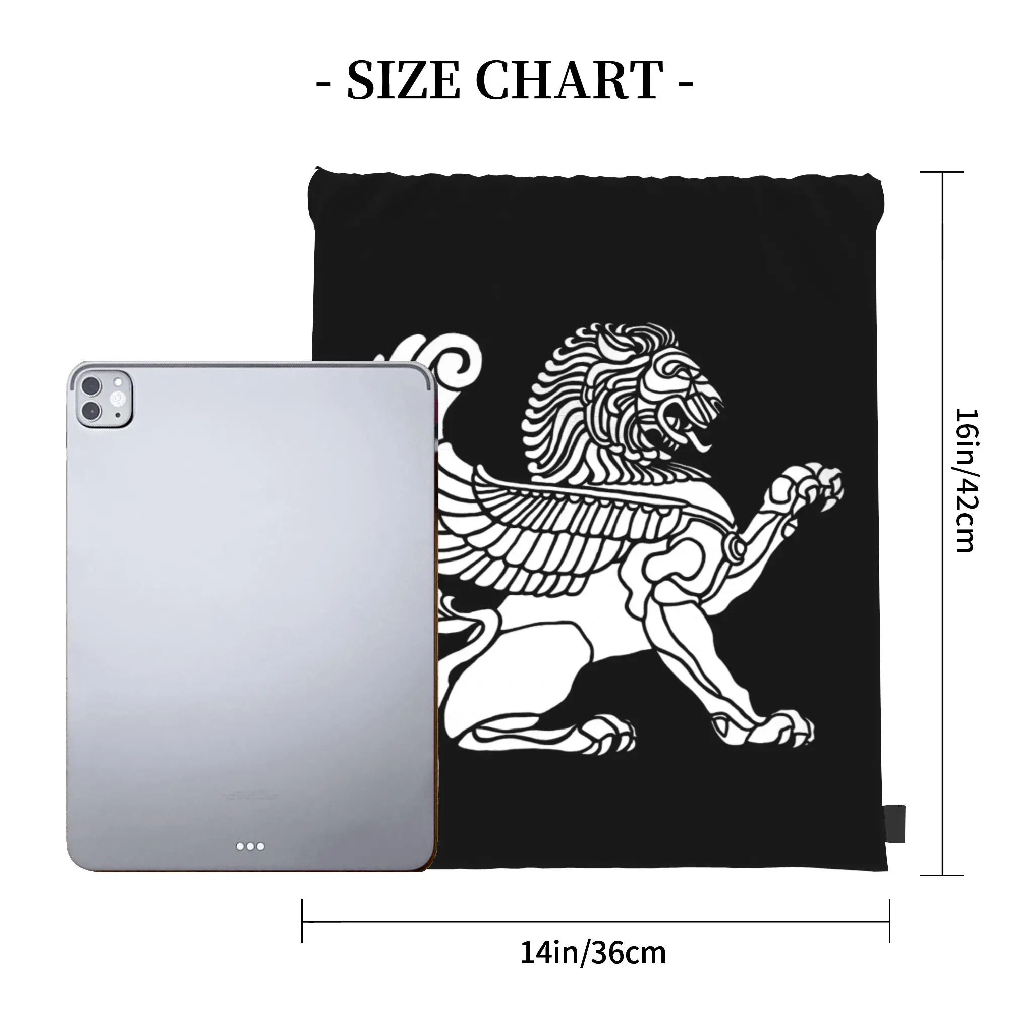 Persian Lion Iranian Iran Persia Symbolism Drawstring Backpack Gym Sports Sackpack Water Resistant  String Bag for Hiking view 3
